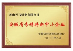 安徽省專精特新中小企業證書